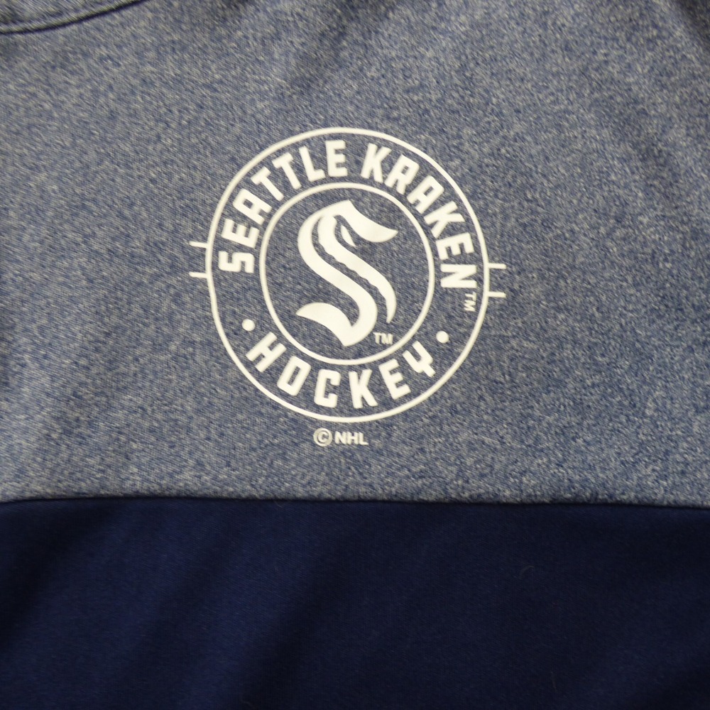 NHL Seattle Kracken Mens 1/4 Zip Pullover Long Sleeve Blue Size XL - Picture 3 of 7